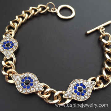 Metal Bangles Gold Evil Eye Chain Bracelet For Women Men